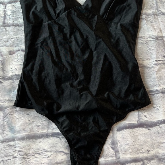 NEW Timing women’s Small Thong Satin Spandex spaghetti strap black bodysuit NWO - Picture 11 of 11